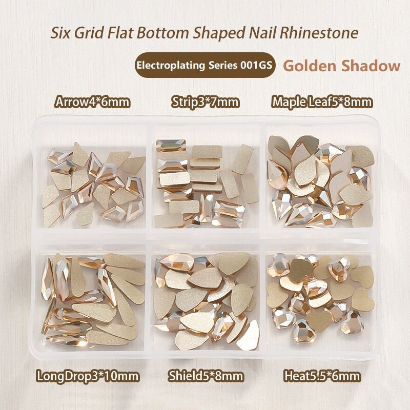TonyBead 6Grid Blingbox Rhinestones On Nails Stone Set All Shaped Hybrid Manicure Jewelry Nail Glitter Kawaii Charm DIY Japanese Nail Art,kuku