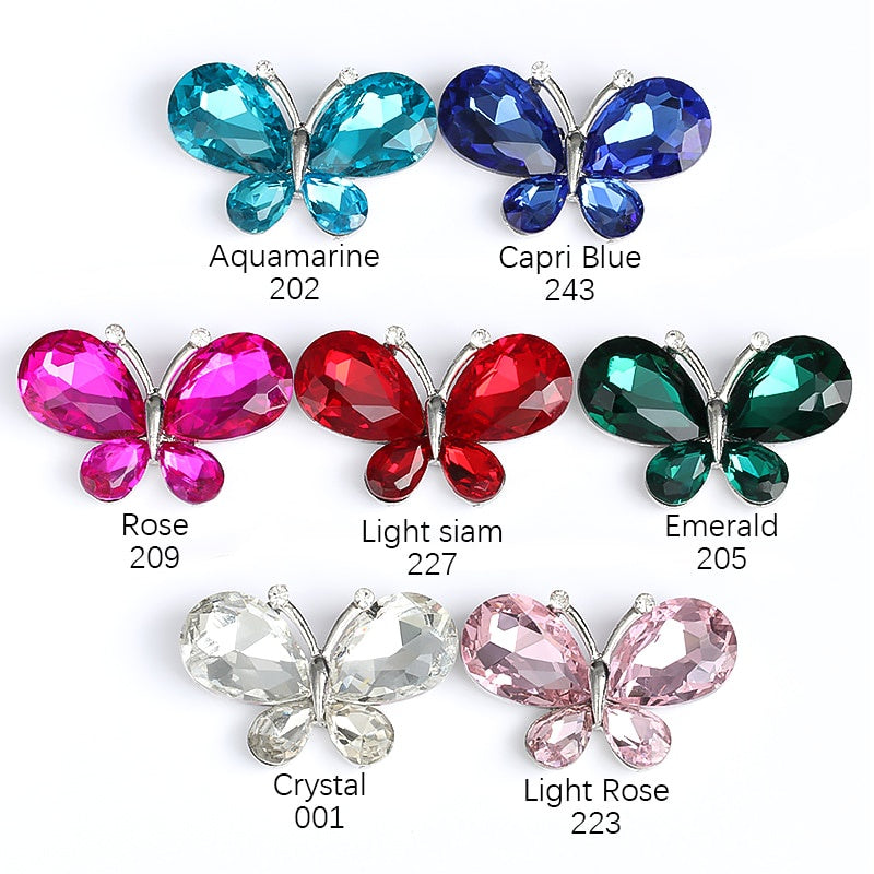TonyBead 5Pcs Crafts Butterfly Rhinestone Appliques Jewelry Charms Handmade Trendy Glue on Glass Decorations Big Crystal AccessoriesBarang kemas,Kelengkapan