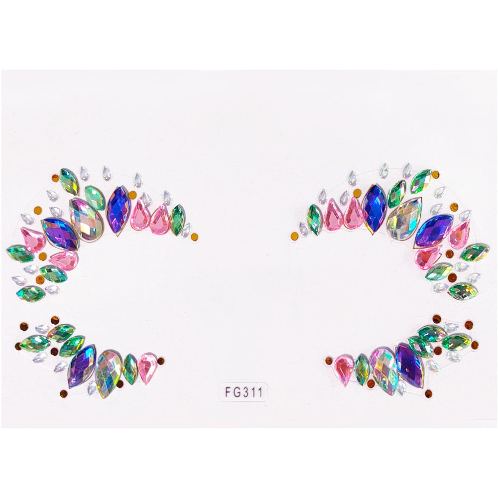 Face Rhinestone Tattoo Sticker European and American Girls Diamond Forehead Stickers Creative Stage Beauty Stickers Face Pasters
