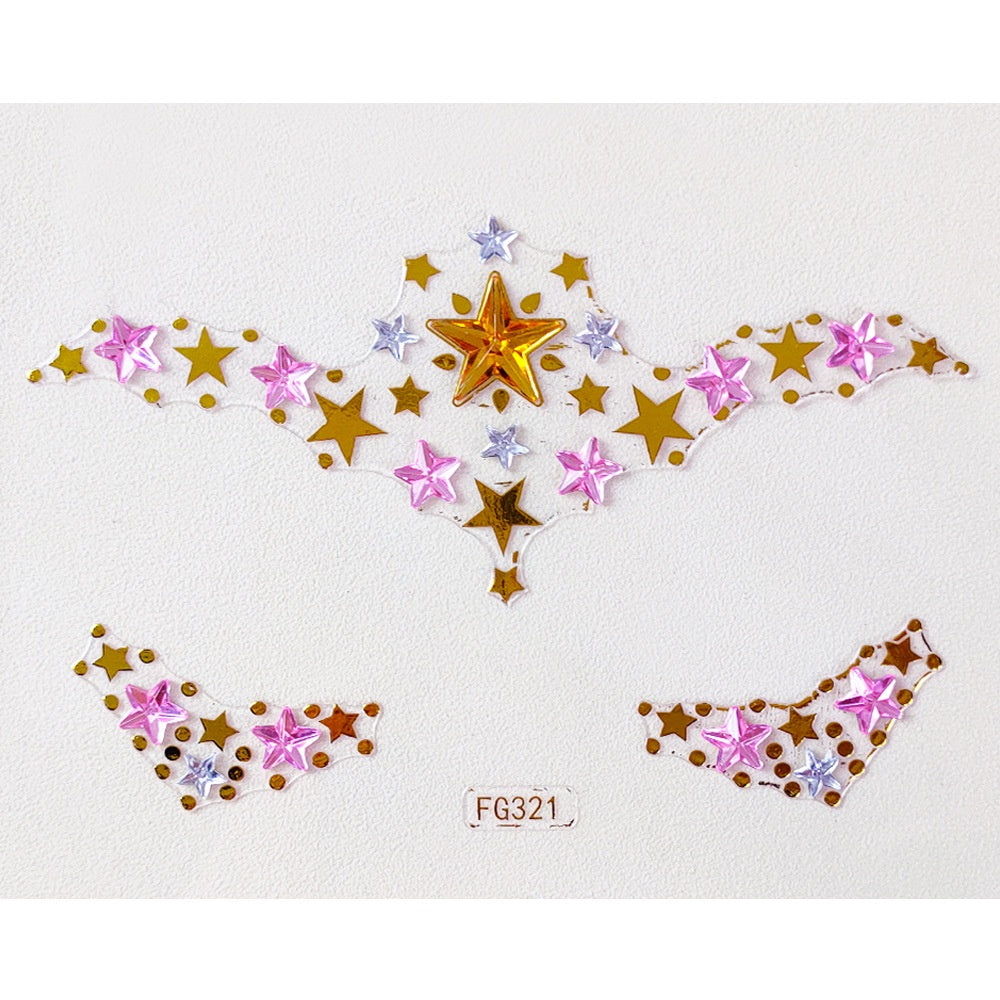 Face Rhinestone Tattoo Sticker European and American Girls Diamond Forehead Stickers Creative Stage Beauty Stickers Face Pasters
