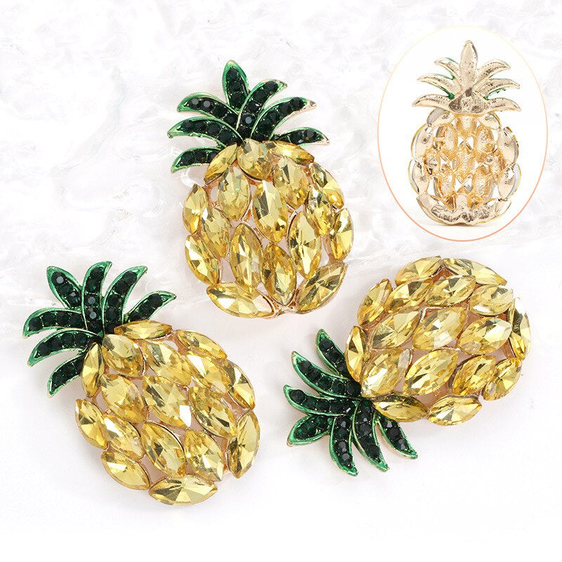 1pcs Vintage luxury yellow pineapple brooch creative design versatile silk scarf brooch