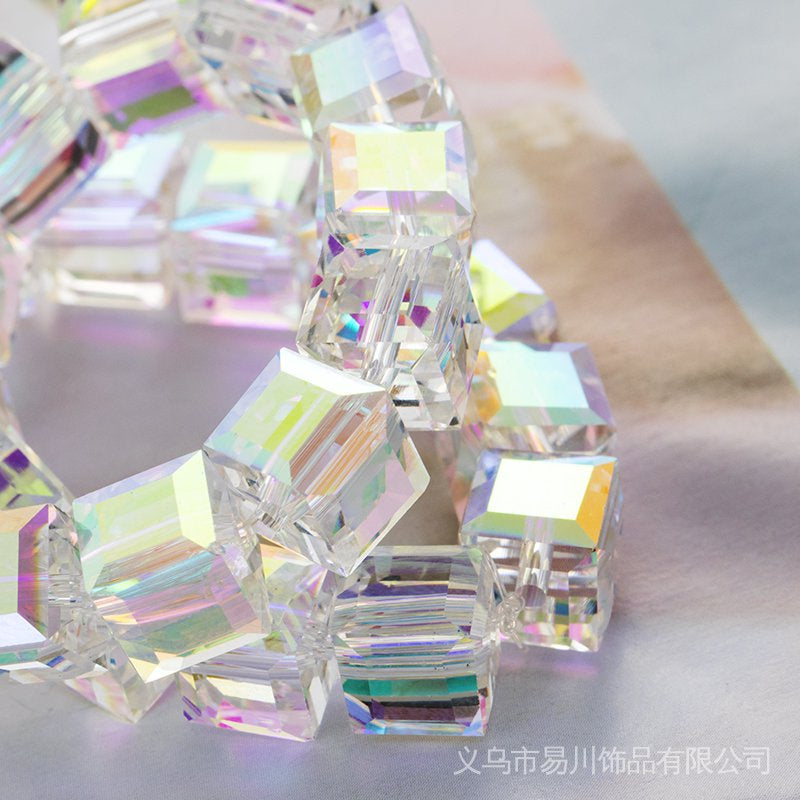 TonyBead K9 High Quality Crystal AB Cube Square faceted Crystal Glass Beads Loose Spacer for Jewelry Making Beads Fits for DIY Necklace Bracelet Craft
