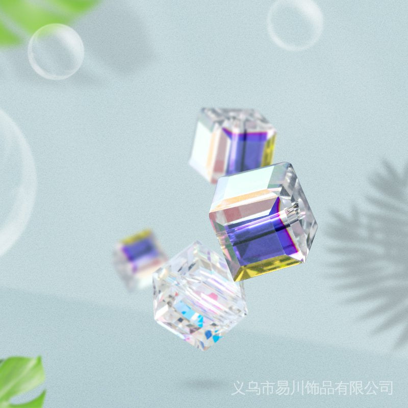 TonyBead K9 High Quality Crystal AB Cube Square faceted Crystal Glass Beads Loose Spacer for Jewelry Making Beads Fits for DIY Necklace Bracelet Craft