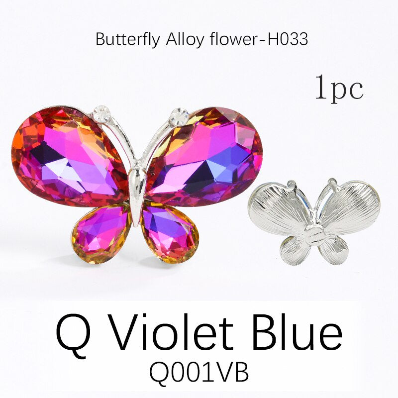 TonyBead 5Pcs Crafts Butterfly Rhinestone Appliques Jewelry Charms Handmade Trendy Glue on Glass Decorations Big Crystal AccessoriesBarang kemas,Kelengkapan