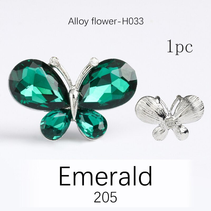 TonyBead 5Pcs Crafts Butterfly Rhinestone Appliques Jewelry Charms Handmade Trendy Glue on Glass Decorations Big Crystal AccessoriesBarang kemas,Kelengkapan
