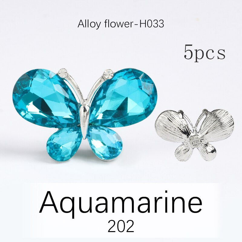 TonyBead 5Pcs Crafts Butterfly Rhinestone Appliques Jewelry Charms Handmade Trendy Glue on Glass Decorations Big Crystal AccessoriesBarang kemas,Kelengkapan