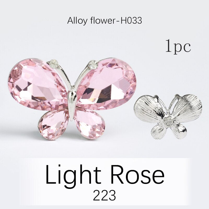 TonyBead 5Pcs Crafts Butterfly Rhinestone Appliques Jewelry Charms Handmade Trendy Glue on Glass Decorations Big Crystal AccessoriesBarang kemas,Kelengkapan