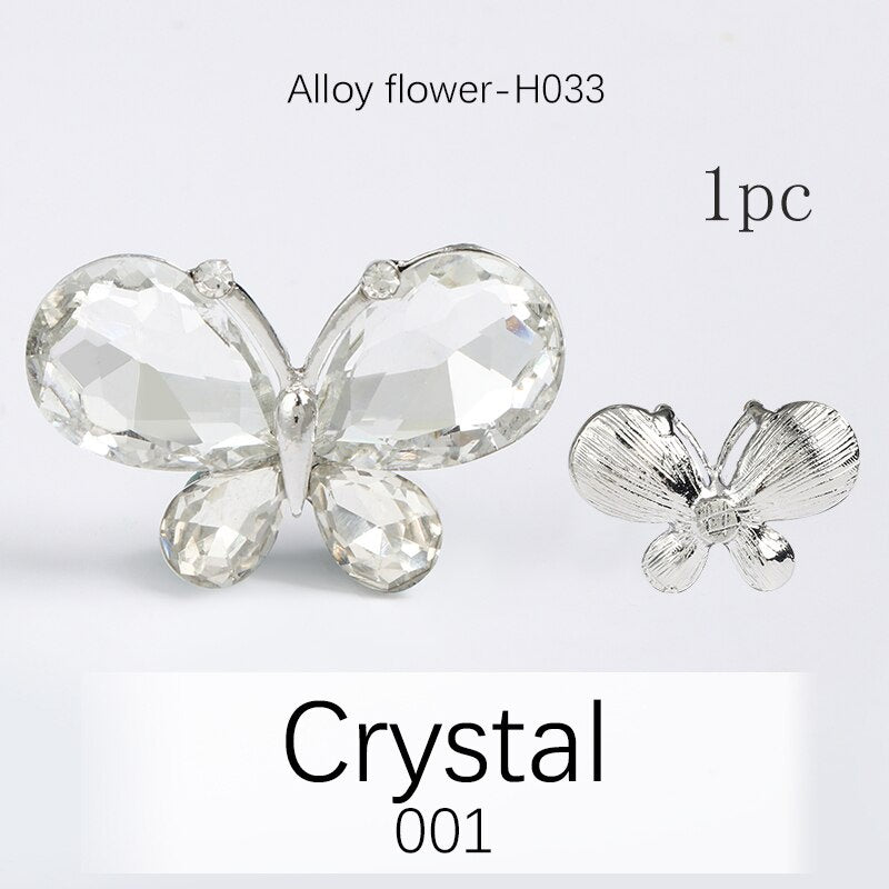 TonyBead 5Pcs Crafts Butterfly Rhinestone Appliques Jewelry Charms Handmade Trendy Glue on Glass Decorations Big Crystal AccessoriesBarang kemas,Kelengkapan