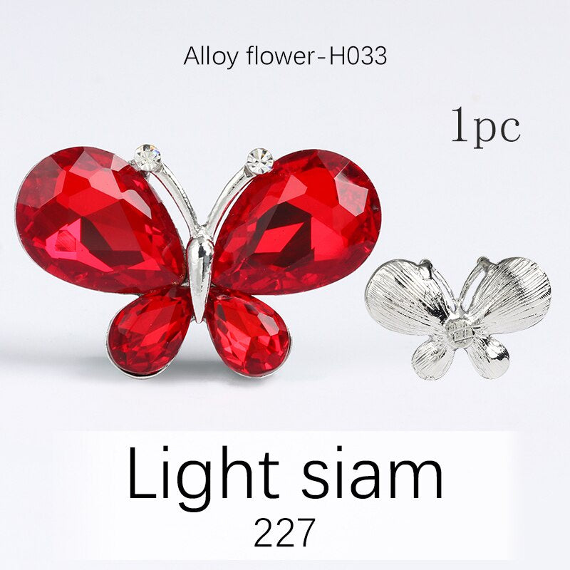 TonyBead 5Pcs Crafts Butterfly Rhinestone Appliques Jewelry Charms Handmade Trendy Glue on Glass Decorations Big Crystal AccessoriesBarang kemas,Kelengkapan