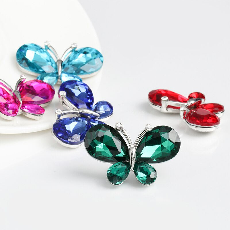 TonyBead 5Pcs Crafts Butterfly Rhinestone Appliques Jewelry Charms Handmade Trendy Glue on Glass Decorations Big Crystal AccessoriesBarang kemas,Kelengkapan