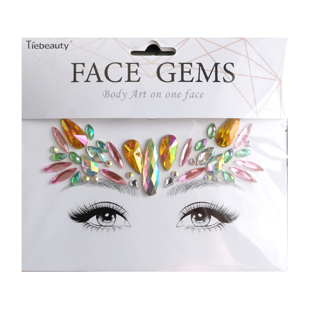 Face Rhinestone Tattoo Sticker European and American Girls Diamond Forehead Stickers Creative Stage Beauty Stickers Face Pasters