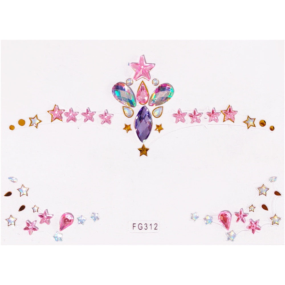 Face Rhinestone Tattoo Sticker European and American Girls Diamond Forehead Stickers Creative Stage Beauty Stickers Face Pasters