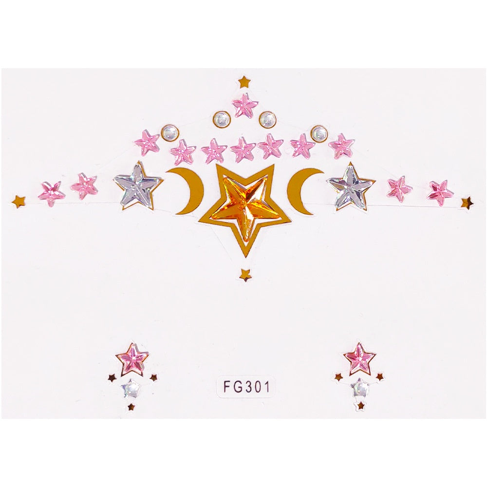 Face Rhinestone Tattoo Sticker European and American Girls Diamond Forehead Stickers Creative Stage Beauty Stickers Face Pasters