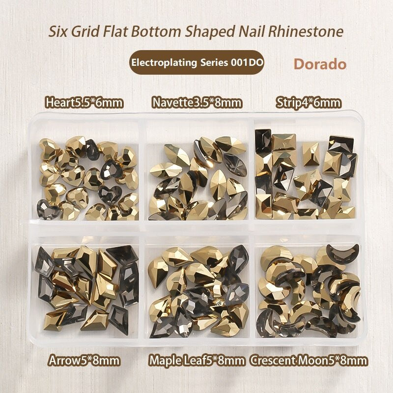 TonyBead 6Grid Blingbox Rhinestones On Nails Stone Set All Shaped Hybrid Manicure Jewelry Nail Glitter Kawaii Charm DIY Japanese Nail Art,kuku