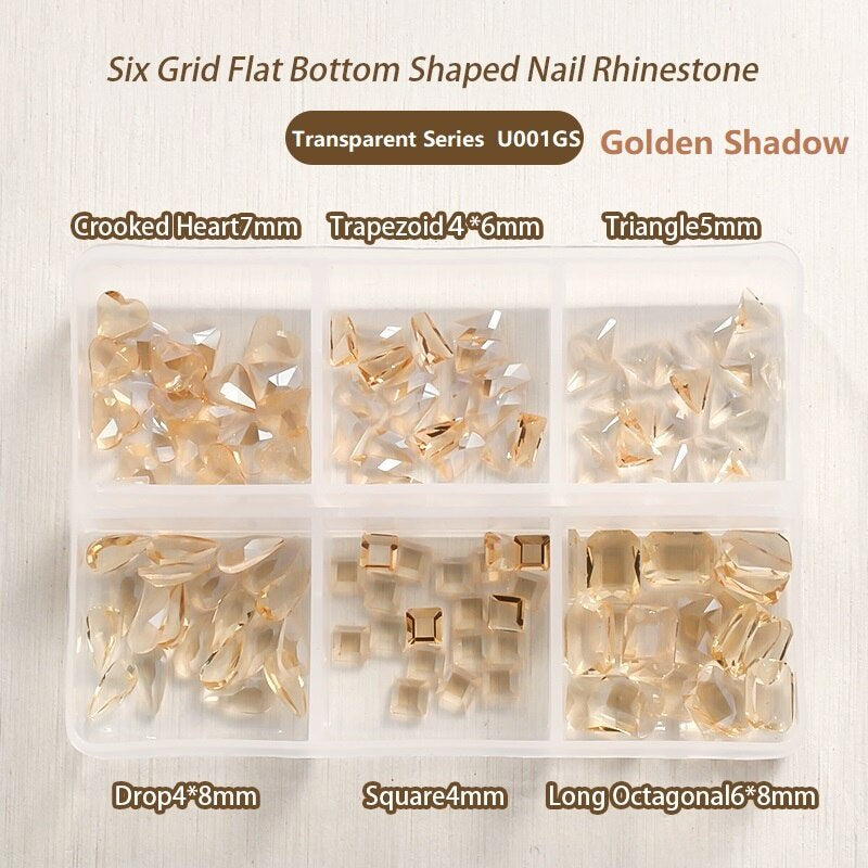 TonyBead 6Grid Blingbox Rhinestones On Nails Stone Set All Shaped Hybrid Manicure Jewelry Nail Glitter Kawaii Charm DIY Japanese Nail Art,kuku