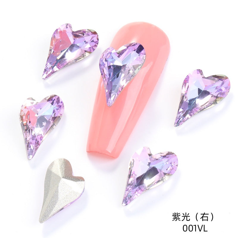 Crystal K9 Sweet Heart Point Back 15mm Ab Heart K9 Crystal Rhinestones For Nail Decorations