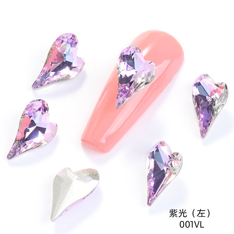 Crystal K9 Sweet Heart Point Back 15mm Ab Heart K9 Crystal Rhinestones For Nail Decorations