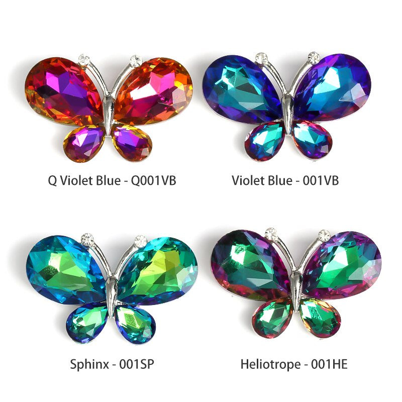 TonyBead 5Pcs Crafts Butterfly Rhinestone Appliques Jewelry Charms Handmade Trendy Glue on Glass Decorations Big Crystal AccessoriesBarang kemas,Kelengkapan