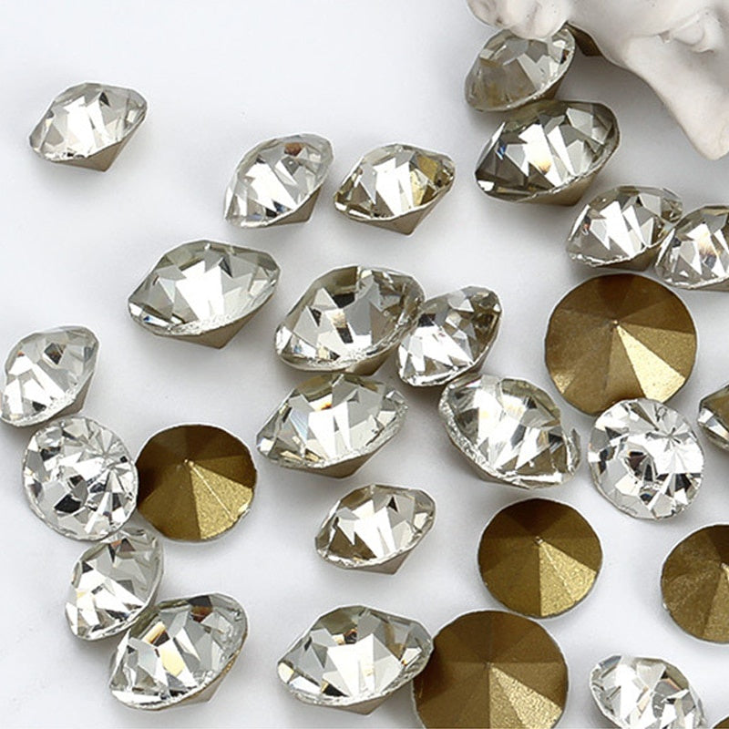 1440 PCS Pointy Bottoming White Rhinestone Guomao A Rhinestone Imitation Czech Rhinestone Diy Accessories Nail Stick Rhinestone Material Nail Rhinestone