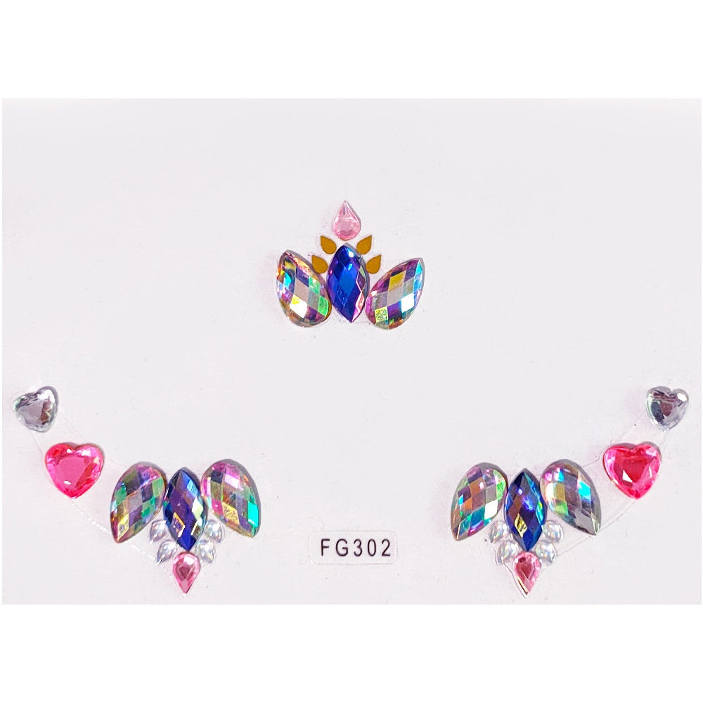Face Rhinestone Tattoo Sticker European and American Girls Diamond Forehead Stickers Creative Stage Beauty Stickers Face Pasters