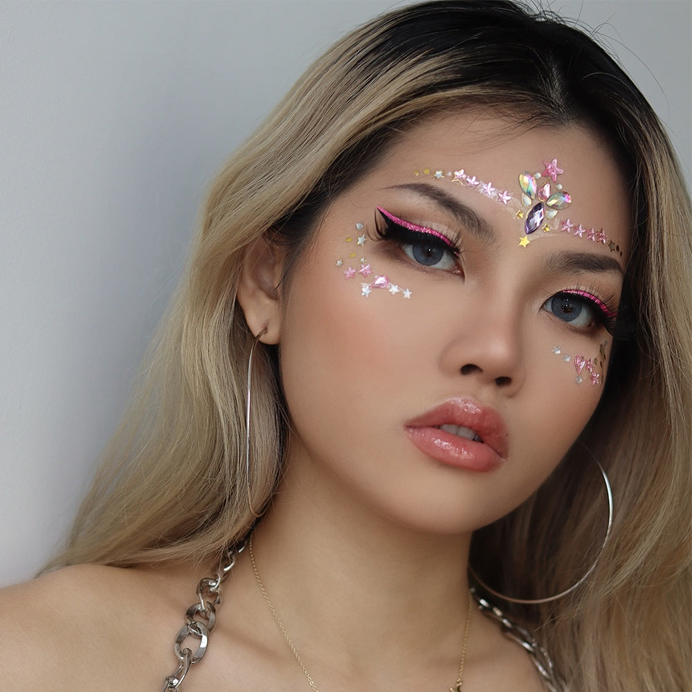 Face Rhinestone Tattoo Sticker European and American Girls Diamond Forehead Stickers Creative Stage Beauty Stickers Face Pasters