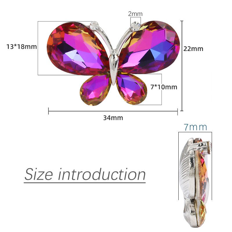 TonyBead 5Pcs Crafts Butterfly Rhinestone Appliques Jewelry Charms Handmade Trendy Glue on Glass Decorations Big Crystal AccessoriesBarang kemas,Kelengkapan