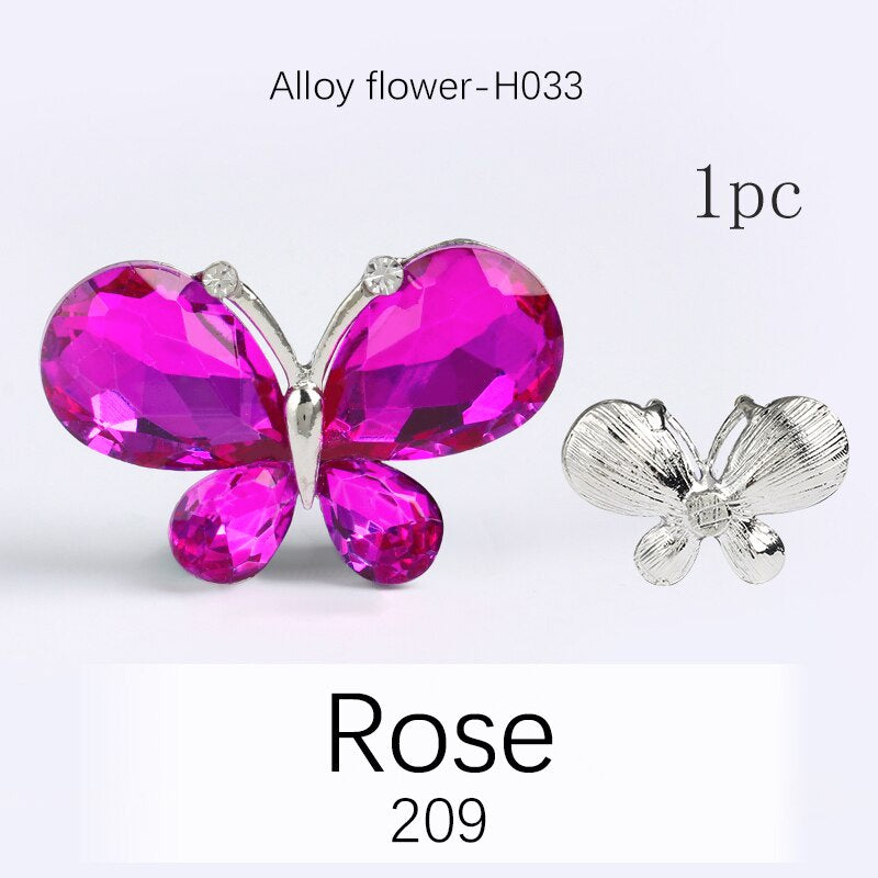 TonyBead 5Pcs Crafts Butterfly Rhinestone Appliques Jewelry Charms Handmade Trendy Glue on Glass Decorations Big Crystal AccessoriesBarang kemas,Kelengkapan