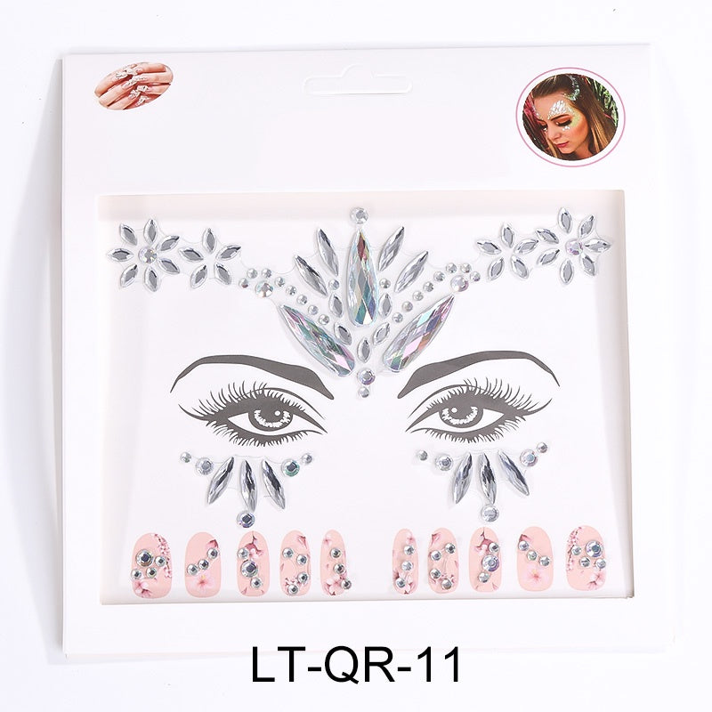 Face Rhinestone Tattoo Sticker European and American Girls Diamond Forehead Stickers Creative Stage Beauty Stickers Face Pasters