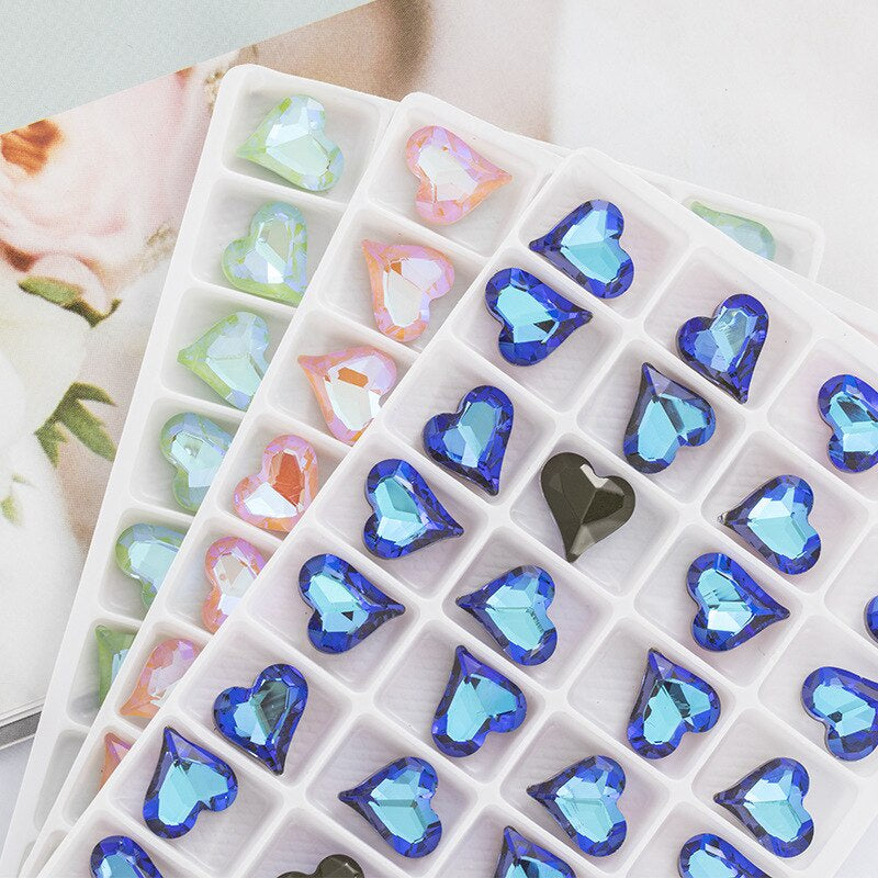 10pcs Rhinestones Nails Accessories Hearts Glass Parts Supplies Luxury Nail sticker Zircon Wholesale Crystals Glitters Jewelry