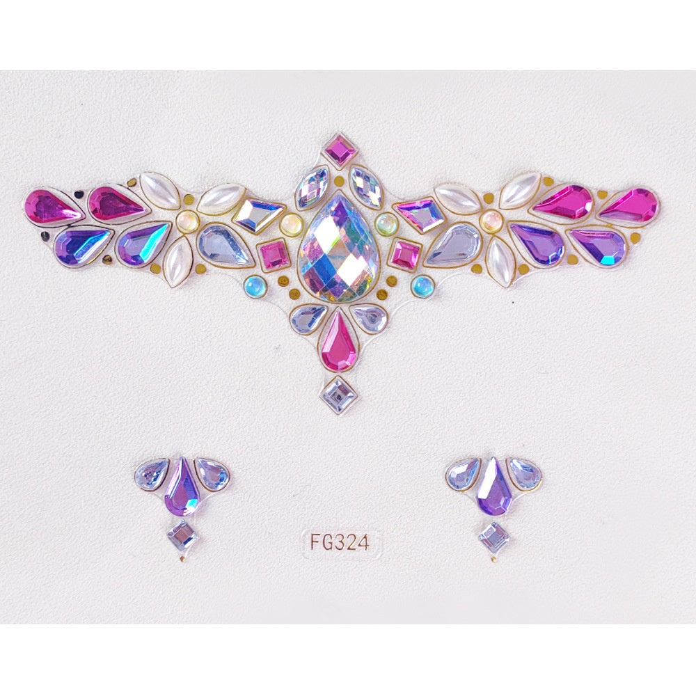 Face Rhinestone Tattoo Sticker European and American Girls Diamond Forehead Stickers Creative Stage Beauty Stickers Face Pasters