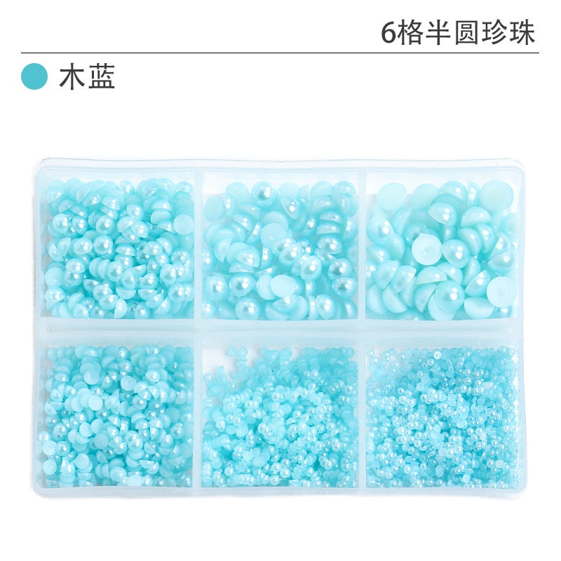 Nail Jewelry 6 Grid ABS Semi-round Pearl Diy Nail Jewelry