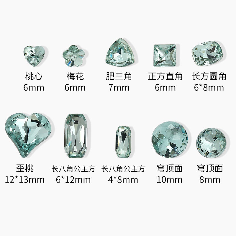 【Genuine in stock】Fashion accessories Accessories for jewelry High Quality Multi Shapes Light Azore Series Rhinestone Crystal Stones For Nail Art Decoration