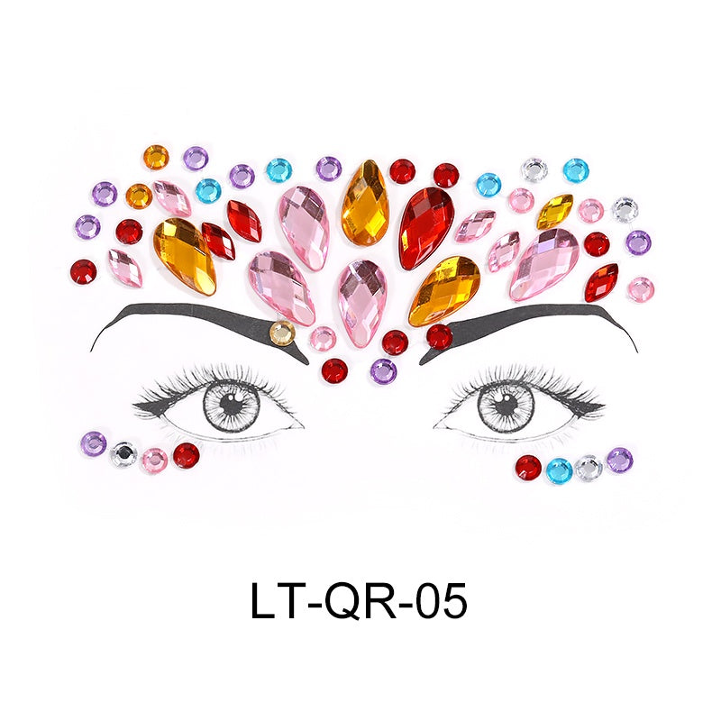 Face Rhinestone Tattoo Sticker European and American Girls Diamond Forehead Stickers Creative Stage Beauty Stickers Face Pasters