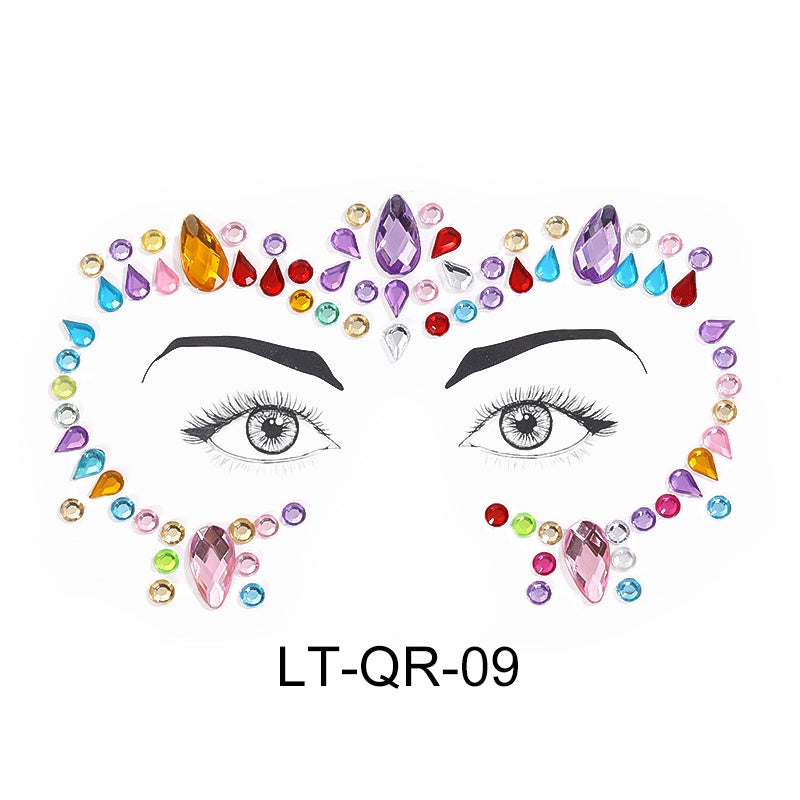 Face Rhinestone Tattoo Sticker European and American Girls Diamond Forehead Stickers Creative Stage Beauty Stickers Face Pasters
