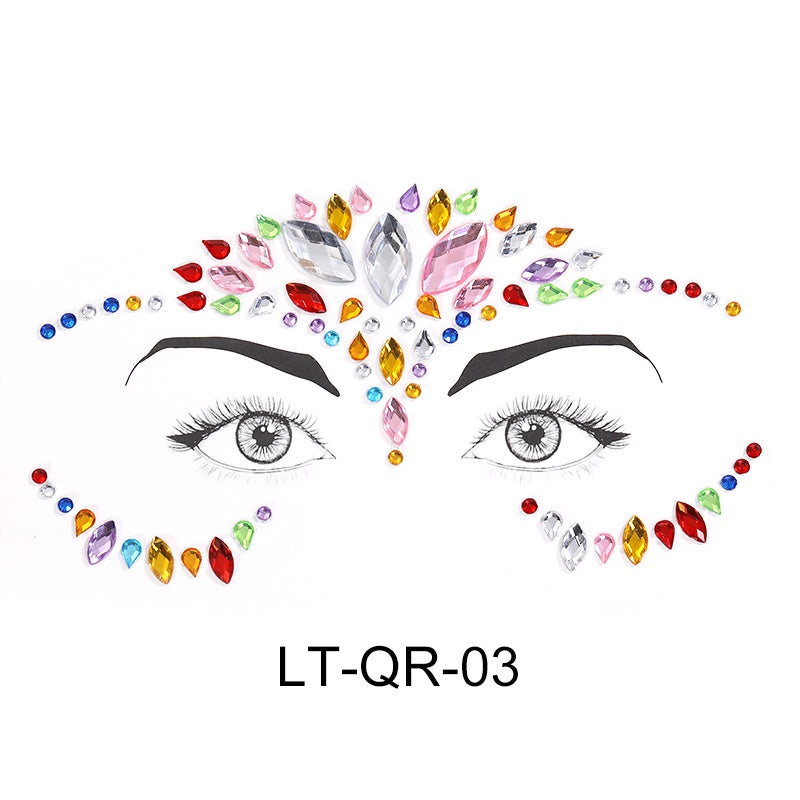 Face Rhinestone Tattoo Sticker European and American Girls Diamond Forehead Stickers Creative Stage Beauty Stickers Face Pasters