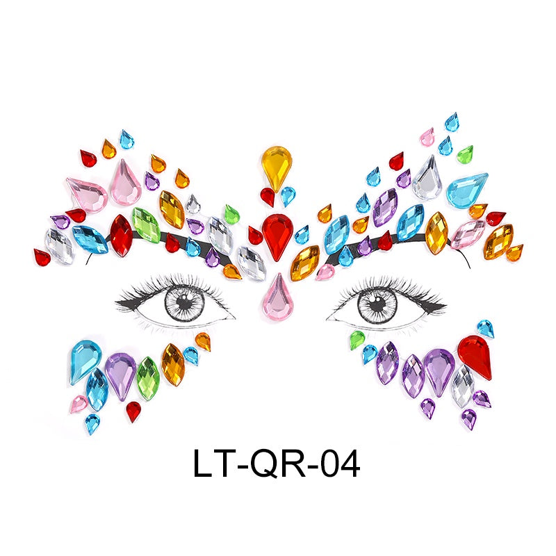 Face Rhinestone Tattoo Sticker European and American Girls Diamond Forehead Stickers Creative Stage Beauty Stickers Face Pasters