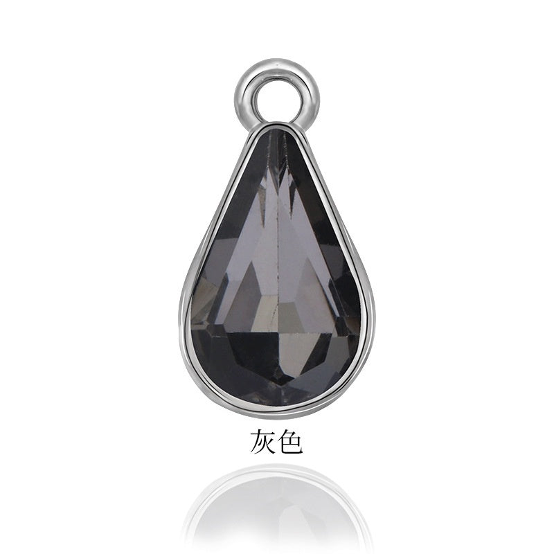 【ready stock】 women accessories Single Hanging Water Drop Single Hole Pendant Inlaid with Crystal Diamond Diy Ear Jewelry Accessories