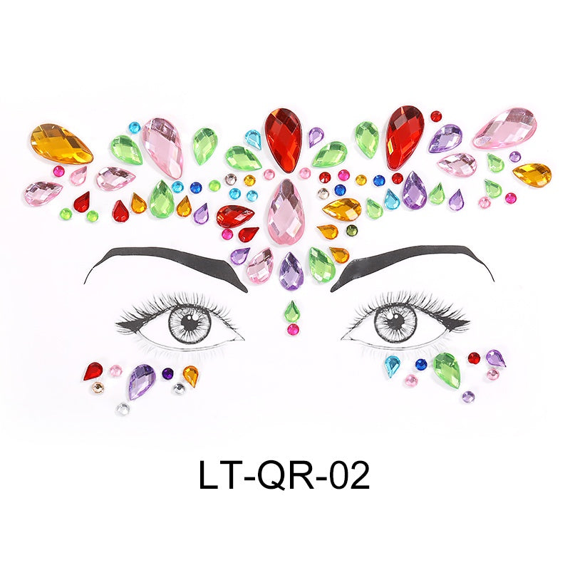 Face Rhinestone Tattoo Sticker European and American Girls Diamond Forehead Stickers Creative Stage Beauty Stickers Face Pasters