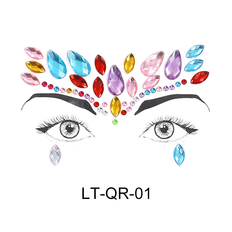 Face Rhinestone Tattoo Sticker European and American Girls Diamond Forehead Stickers Creative Stage Beauty Stickers Face Pasters