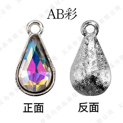 【ready stock】 women accessories Single Hanging Water Drop Single Hole Pendant Inlaid with Crystal Diamond Diy Ear Jewelry Accessories