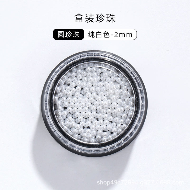 Mixed Pearl Semi-circle Full Round Box Set Pearl Color Pure White Nail Art Jewelry