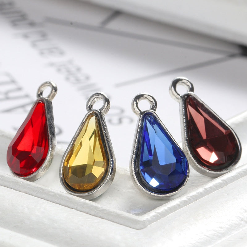 【ready stock】 women accessories Single Hanging Water Drop Single Hole Pendant Inlaid with Crystal Diamond Diy Ear Jewelry Accessories