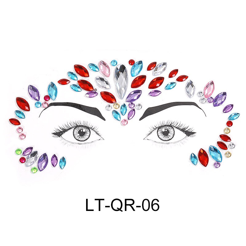 Face Rhinestone Tattoo Sticker European and American Girls Diamond Forehead Stickers Creative Stage Beauty Stickers Face Pasters
