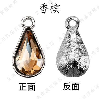 【ready stock】 women accessories Single Hanging Water Drop Single Hole Pendant Inlaid with Crystal Diamond Diy Ear Jewelry Accessories