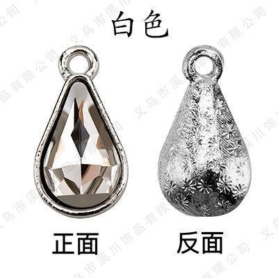 【ready stock】 women accessories Single Hanging Water Drop Single Hole Pendant Inlaid with Crystal Diamond Diy Ear Jewelry Accessories