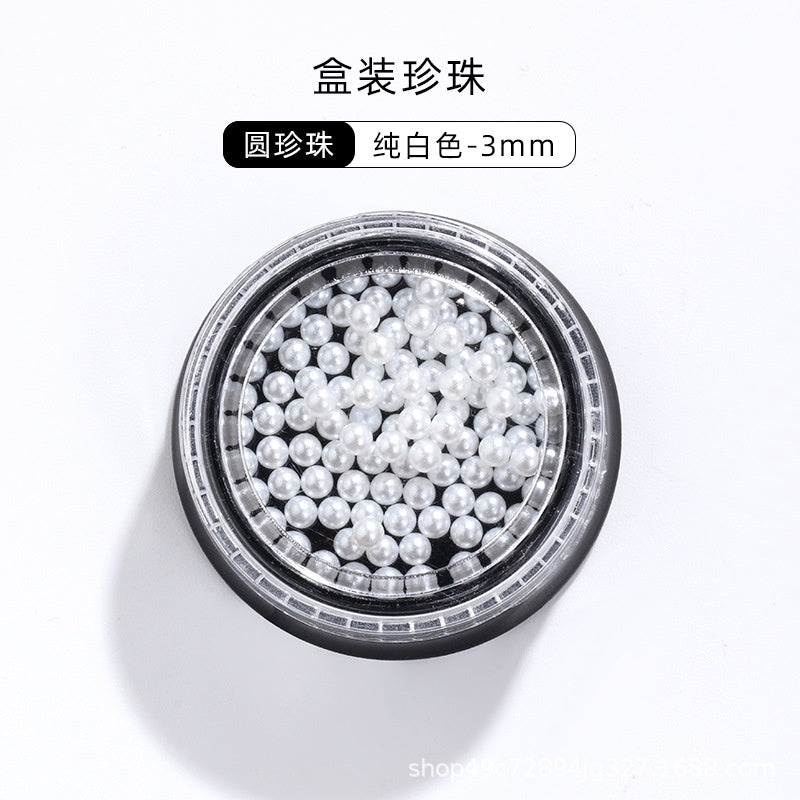 Mixed Pearl Semi-circle Full Round Box Set Pearl Color Pure White Nail Art Jewelry