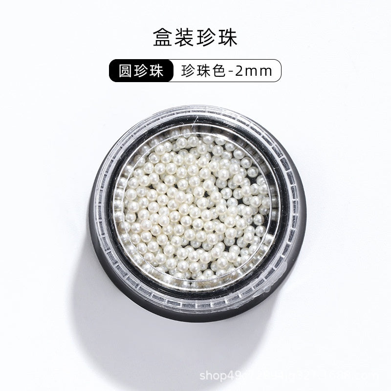 Mixed Pearl Semi-circle Full Round Box Set Pearl Color Pure White Nail Art Jewelry