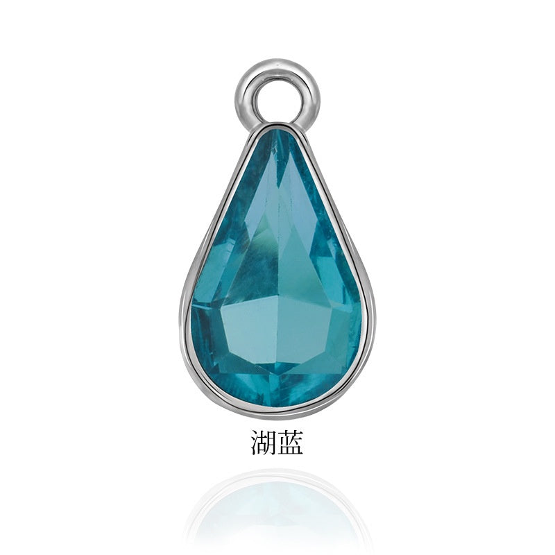 【ready stock】 women accessories Single Hanging Water Drop Single Hole Pendant Inlaid with Crystal Diamond Diy Ear Jewelry Accessories
