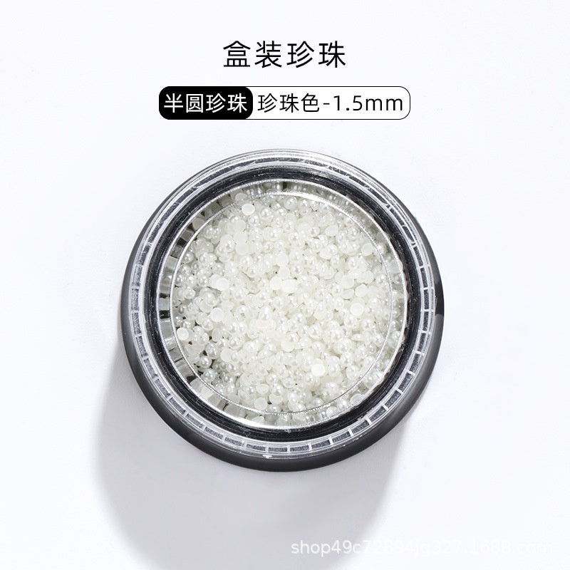 Mixed Pearl Semi-circle Full Round Box Set Pearl Color Pure White Nail Art Jewelry