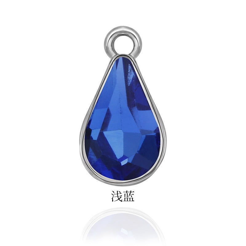 【ready stock】 women accessories Single Hanging Water Drop Single Hole Pendant Inlaid with Crystal Diamond Diy Ear Jewelry Accessories